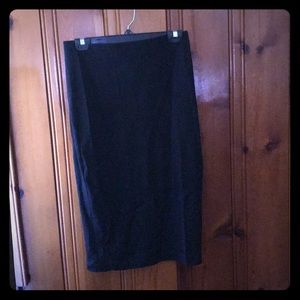 High waisted black midi skirt